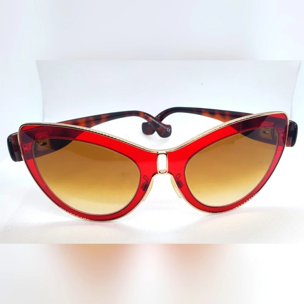 BALENCIAGA - sunglasses- red/brown lenses- gold/brown frame-Like-New - Picture 1 of 10